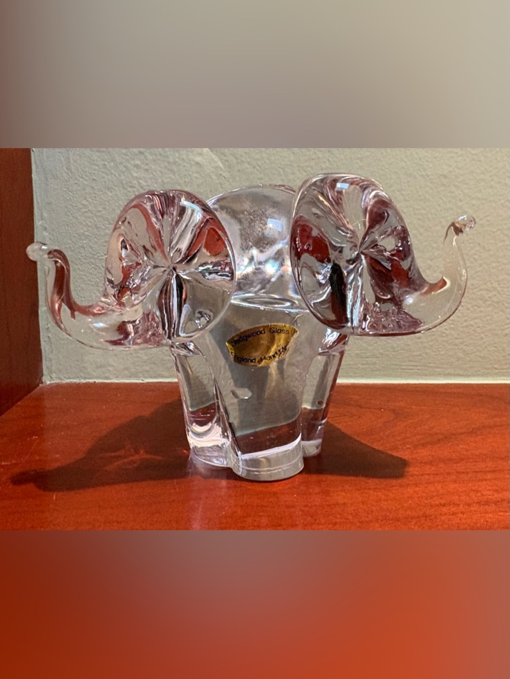Wedgwood Glass Three Elephant Heads Paperweight Figurine